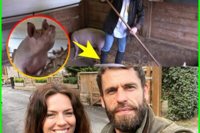PUTTING THE BOOT IN Kelvin Fletcher’s Big Farm Adventures fans all say the same thing as his wife mucks out pig pen in designer wellies