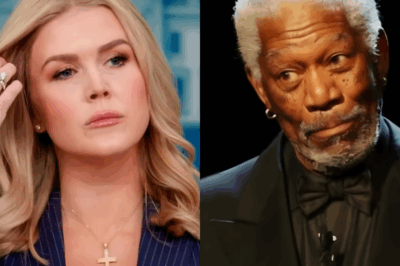 FROZEN ON LIVE TV: MORGAN FREEMAN’S PIERCING GAZE SILENCES KAROLINE LEAVITT IN VIRAL SHOWDOWN  It was supposed to be just another debate—until Hollywood legend Morgan Freeman turned the tables with a single, chilling command:  “Look me in the eye, Karoline.”  The air crackled with tension as Freeman’s calm intensity sliced through the studio, leaving Karoline Leavitt stunned and speechless.